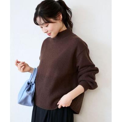 ニット セーター 片畦キリカエバックデザインニット レディース