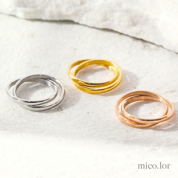 ステンレス リング (249)2連 選択可 銀色 金色 ピンクゴールド 指輪 レディース メンズ 送料無料 サージカル