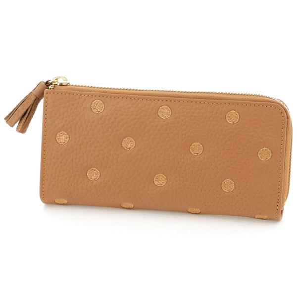 perche ペルケ 牛革ドット刺繍 L字パームフィット ロングセラー＞ペルケ perche 牛革ドット刺繍L字パームフィット長財布