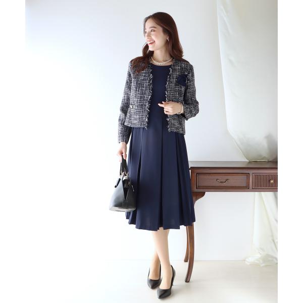 SALE40) (5〜15号)カラーMIXツイード×シフォンジョーゼット2点
