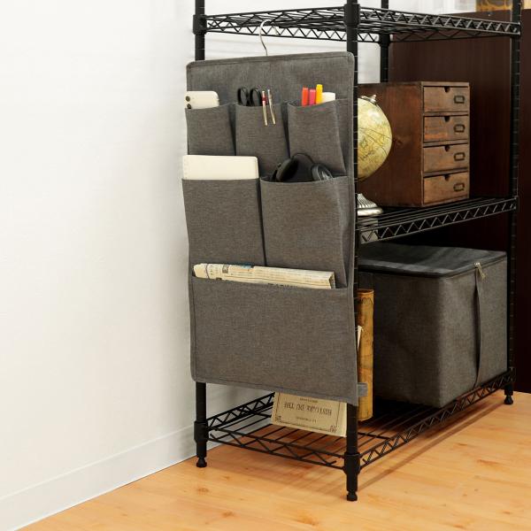 型番：ESTC-RPブランド：クラフトキョウト商品名：ストレリアカチオン ラックサイドポケット ラック 吊り下げ ずれ防止 手紙 書類 整理整頓 壁面収納カラー：ブラウン/グレー/アイボリー