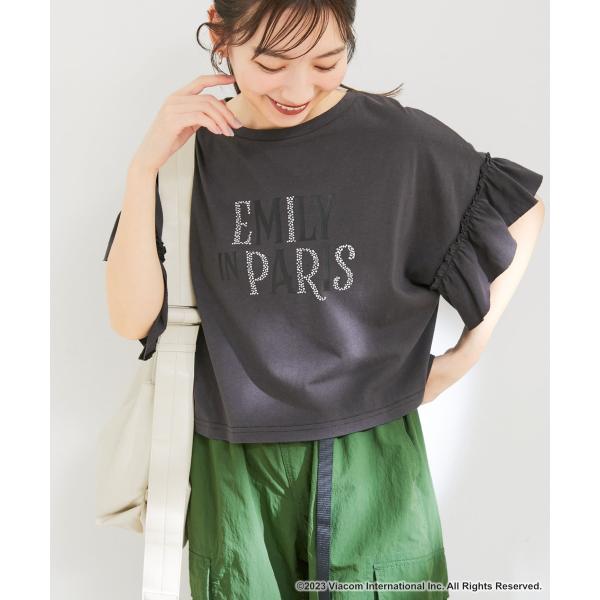 『エミリー、パリへ行く』コラボレーションラッフルスリーブクロップドTシャツ【洗える】