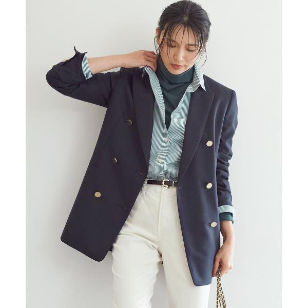 美品 23区 ウーステッドウールツイル 紺ブレ ジャケット 23区（ニジュウサンク） ウーステッドウールツイル 紺ブレ ジャケット