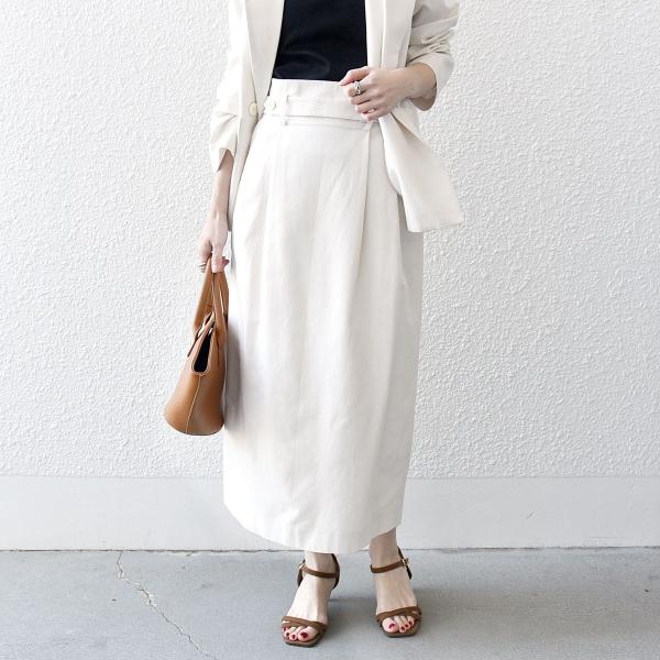 SHIPS any any: リネン ミックス 千鳥柄 ハイウエスト タイト スカート