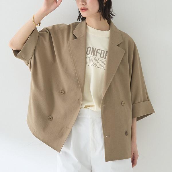 撥水ドルマンハーフスリーブジャケット　Rouge vif Rouge vif la cle 撥水ドルマンハーフスリーブジャケット