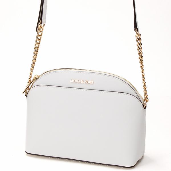 MICHAEL KORS(マイケルコース) ショルダーバッグ美品  JET SET TRAVEL ドーム クロスボディ ミディアム ライトグリーン×白×ベージュ チェーンショルダー レザー 公式アウトレット】JET SET TRAVEL ドーム クロスボディ ミディアム