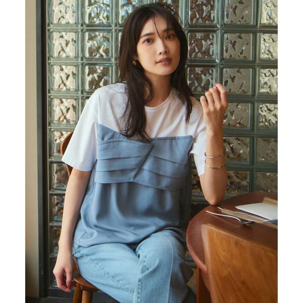 23区　WEB限定カラー洗えるスムースデザイン コンビ カットソー 23区｜【WEB限定カラーあり/洗える】スムースデザイン コンビ