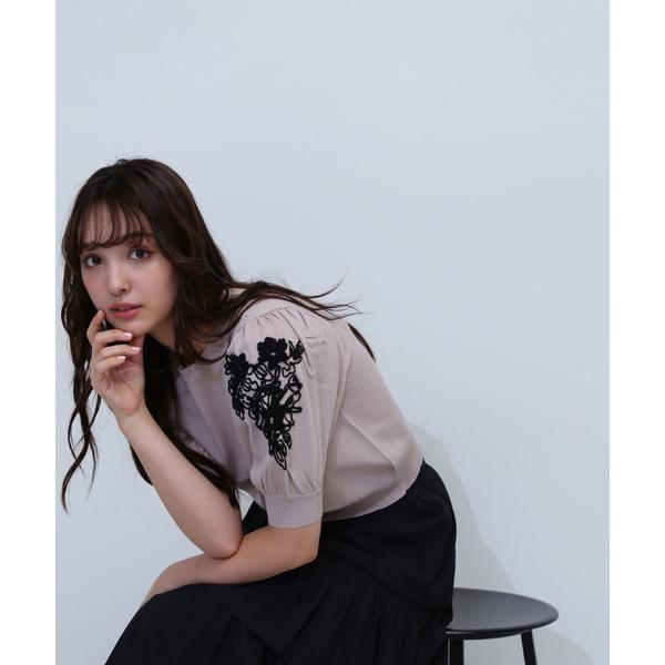 NATURAL BEAUTY BASIC フラワー刺繍パフスリーブニット : マルイ(丸井  