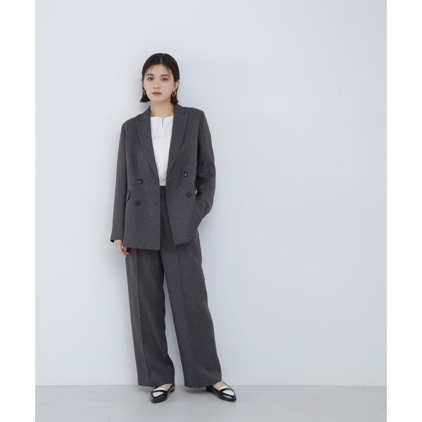 NATURAL BEAUTY BASIC シャークスキン SETUP ワイドパンツ 24AW