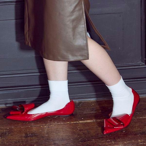 Mode et Jacomo リボンポインテッドトゥローヒールパンプス MODE ET JACOMO リボンポインテッドトゥローヒールパンプス