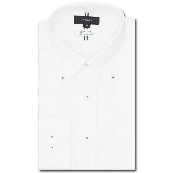 型番：110213933451423ブランド：タカキュー商品名：【綿100% ノーアイロン】タカキュー ボタンダウン ビジネスドレス長袖シャツカラー：０１白