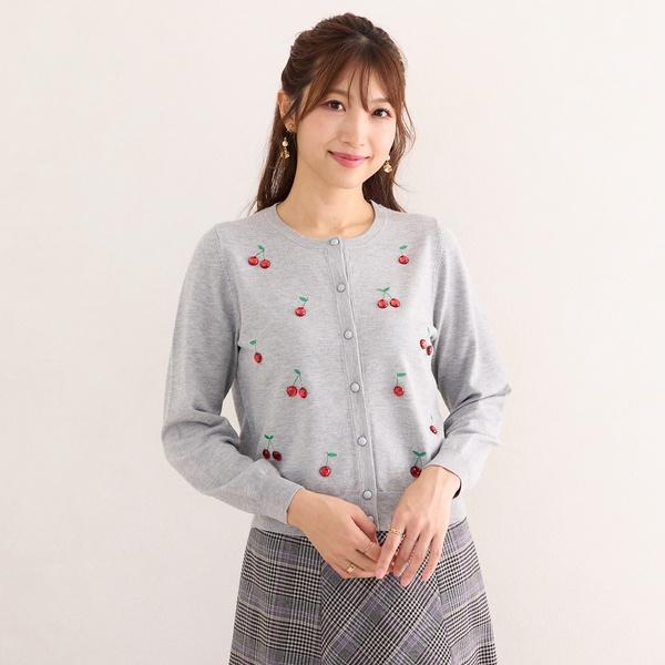 Rose Tiara（ローズティアラ） サクランボ刺繍ニットカーディガン