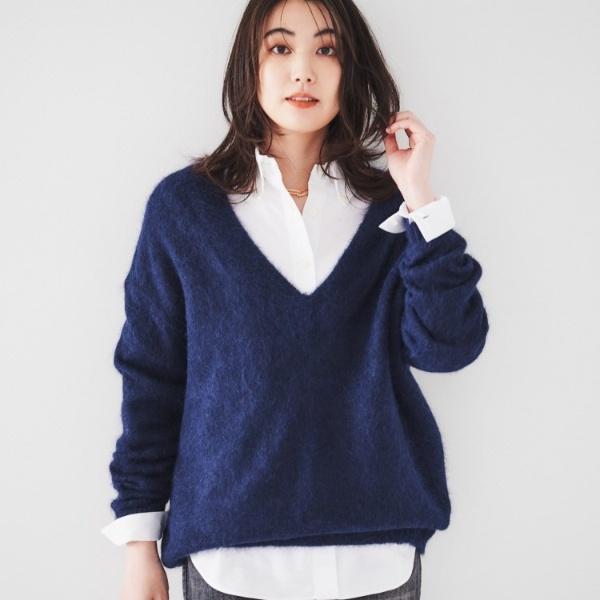 アンタイトル（UNTITLED）/【毛足感リラクシー】スーリーアルパカ混Vネックニット UNTITLED（アンタイトル） 【毛足感リラクシー】スーリーアルパカ混V