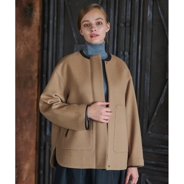 美品　DRESSTERIOR レザーパイピングブルゾン DRESSTERIOR 【ウール混】レザー調パイピングブルゾン : マルイ
