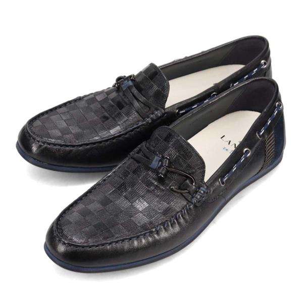 ランバン オン ブルー（LANVIN en Bleu）/LANVIN en Bleu  ブロックチェックエンボスレザードライビングシューズ LANVIN en Bleu ブロックチェックエンボスレザードライビングシューズ