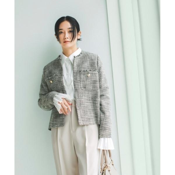 THE SHOP TK 【ONOFF活躍セレモニー通勤】ツイードノーカラー
