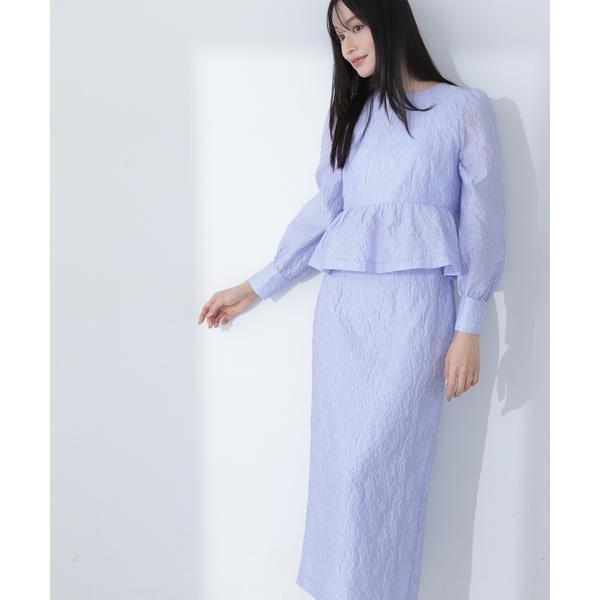 【未使用】ANDRÉSD ジャガードペプラムセットアップ L　タグ付き NATURAL BEAUTY BASIC（ナチュラルビューティーベーシック