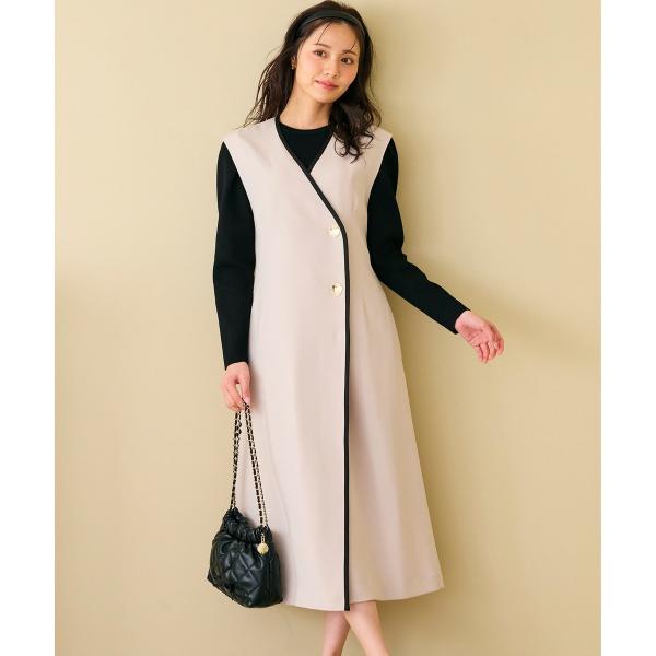 Feroux（フェルゥ） 【洗える】バイカラートリム ジャンパースカート