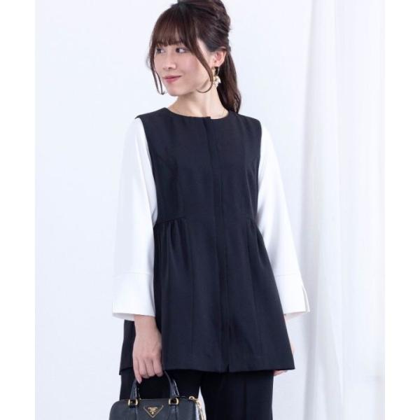 型番：TJ-24046ブランド：スウィートマミー商品名：ペプラム ジレ 【マタニティ/産後】セットアップ対応カラー：ブラック/アイボリー/ネイビー