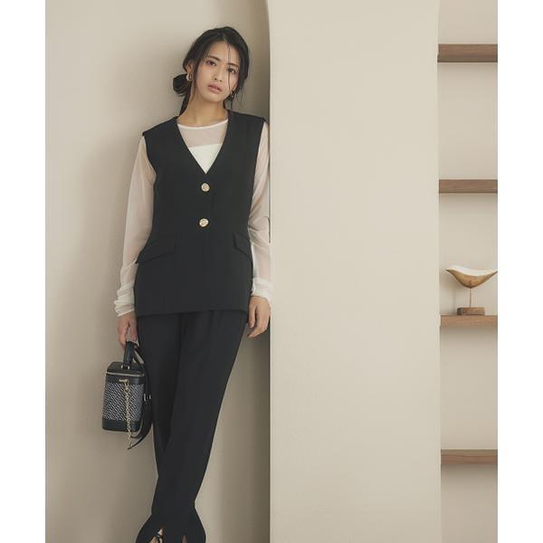 UN3D. フロントスリットジャージーパンツ 黒 ブラック パンツ セール】フロントスリットジョグパンツ/948695（その他パンツ