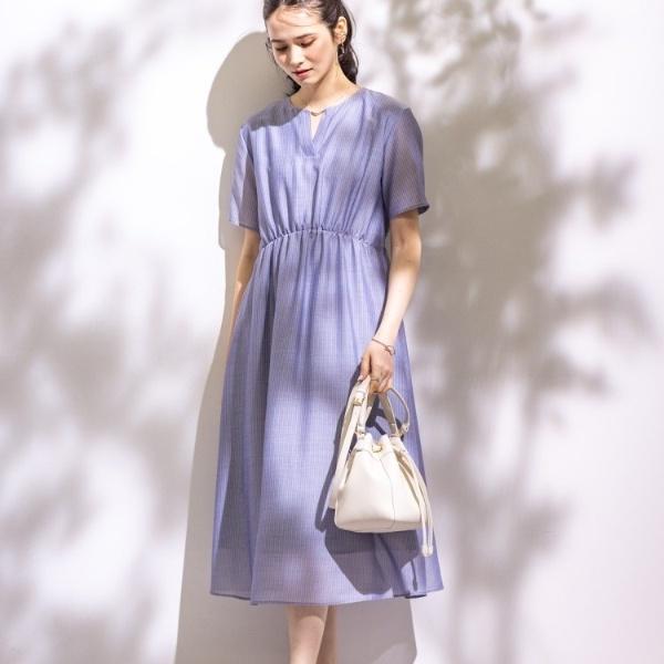 INDIVI ハイウエストワンピース　今期 洗える／エアリー】ハイウエストワンピース（マキシ・ロング