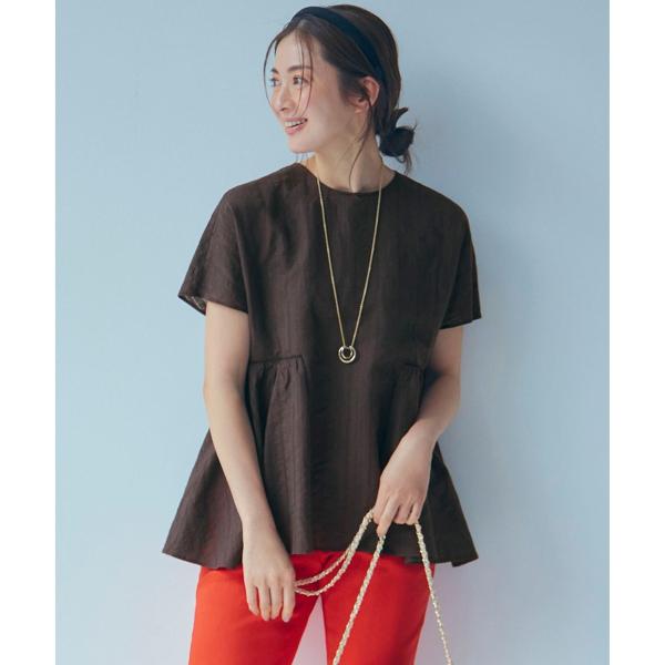 今期【洗える】カラミ ストライプ ペプラム ブラウス カラミストライプペプラムブラウス≪洗濯機で洗える