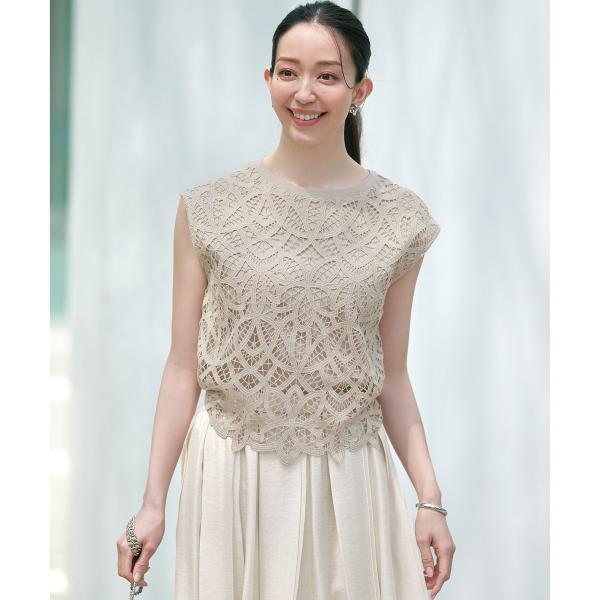 美品【23区 洗える/汗じみ防止加工】エンブロイダリージャージー カットソー 23区（ニジュウサンク） 【洗える/汗じみ防止加工】エンブロイダリー