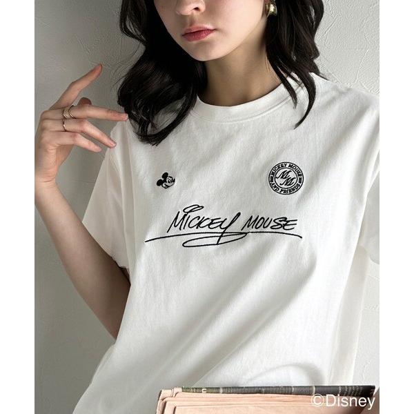 大人女子必見！ 綿100％「ディズニー」サイン風刺繍Tシャツ（半袖