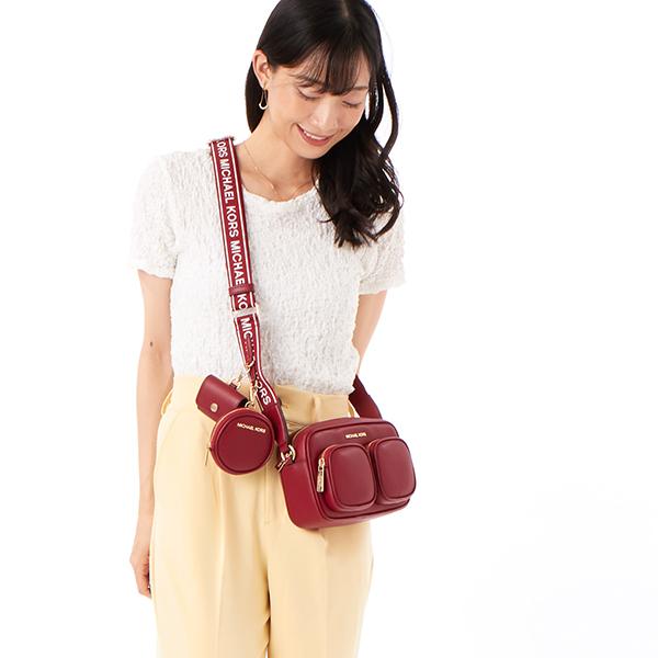 美品 マイケルコース JET SET CHARM EW クロスボディ ラージ IM2202 ナイロン レッド 赤 ショルダーバッグ 0012【中古】Michael Kors 公式アウトレット】JET SET ITEM EW クロスボディ ラージ - クロス
