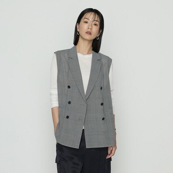 K．T キヨコ タカセ（K．T KIYOKO TAKASE）/グレンチェック スリーブレスジャケット K.T KIYOKO TAKASE（K.T キヨコ タカセ） グレンチェック スリーブレス