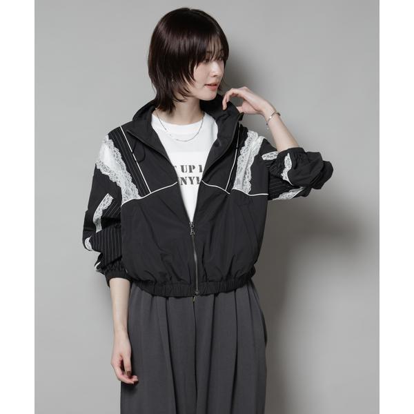 レース×ストライプ切替ナイロンブルゾン : マルイ(丸井)Yahoo!店