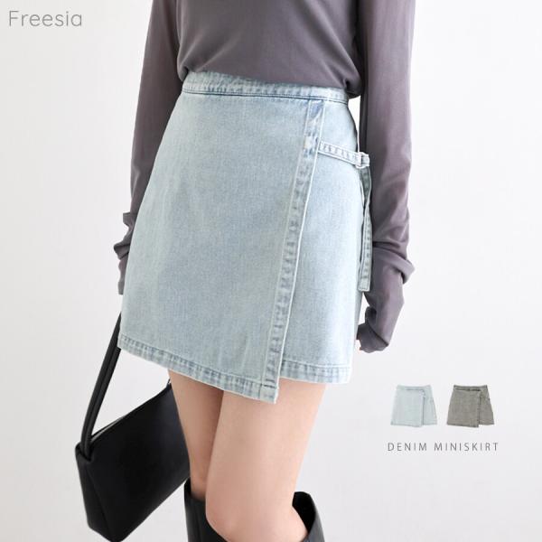 ラップ ベルト デニム ミニ スカート Freesia フリージア : マルイ