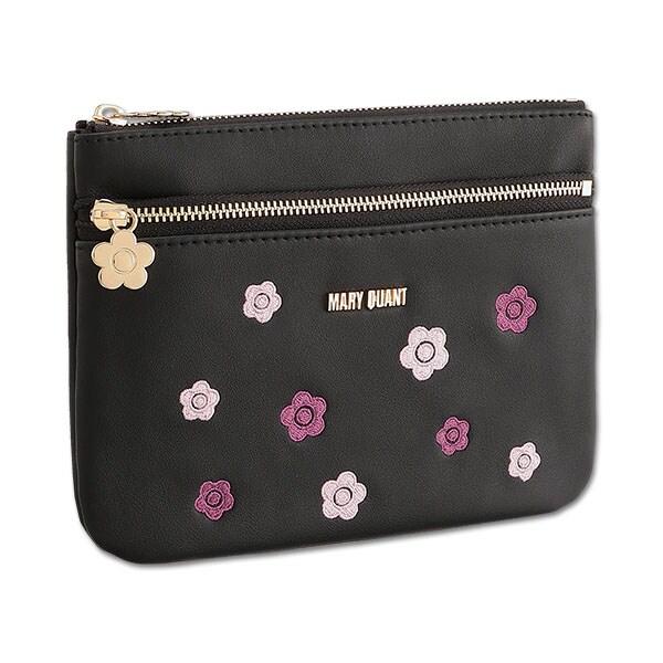 MARY QUANT バイカラーデイジー刺繍 2ファスナーポーチ : マルイ(丸井