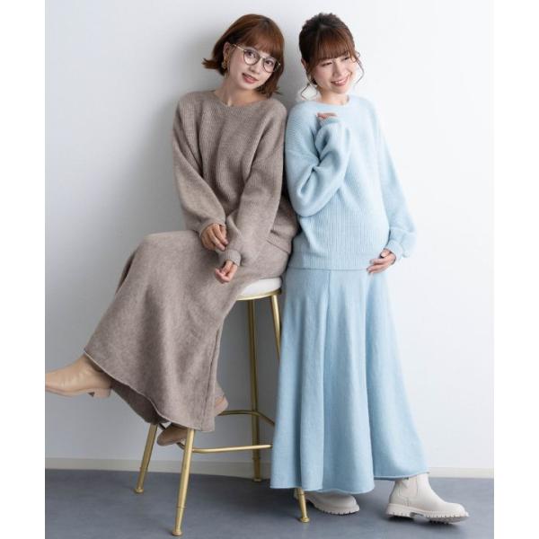 型番：TK-25031ブランド：スウィートマミー商品名：もっちりニット×フレアスカート セットアップ [マタニティ 授乳 産後]カラー：モカ/ホワイト/チャコール/ブルー