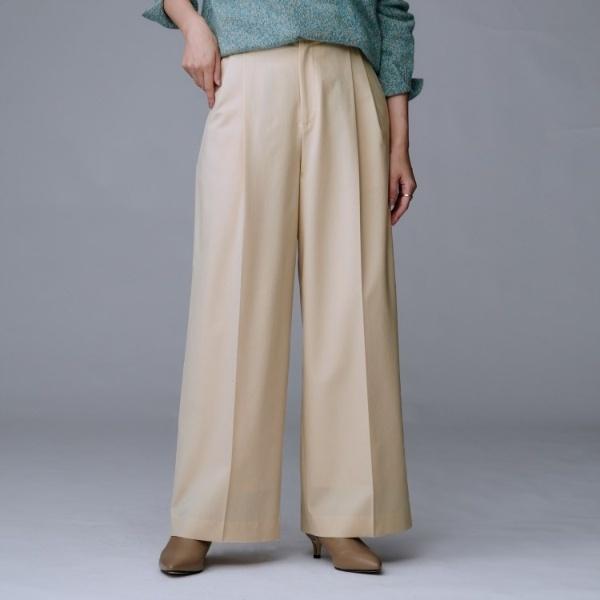 UNTITLED（アンタイトル） 【洗えるウエスト後ろゴム】ウール混 タック