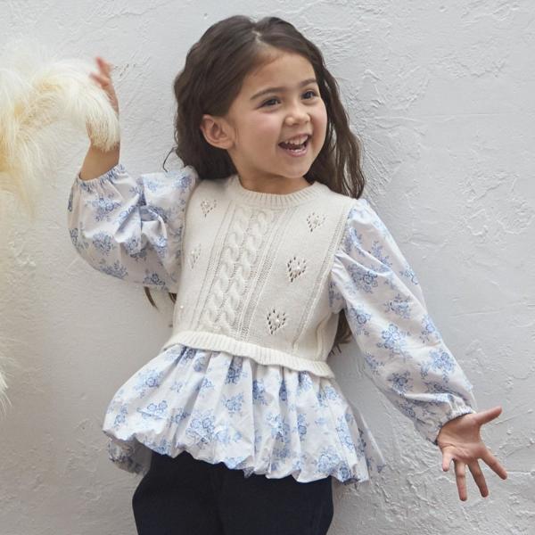 型番：9653217ブランド：プティマイン商品名：【リンク】ベストドッキングチュニックカラー：アイボリー/黒