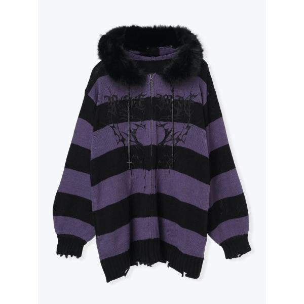 フードファーダメージユニセックスニットZIPパーカー : マルイ(丸井