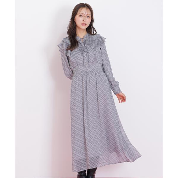 ベロア配色チェックラッフルワンピース : マルイ(丸井)Yahoo!店 - 通販