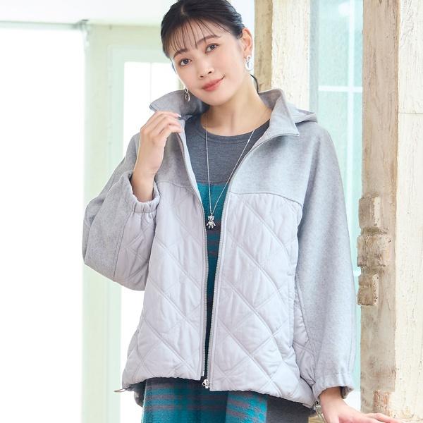 MISSEL（ミゼール） 【フード取り外し可】ジャージー×キルトのドルマン