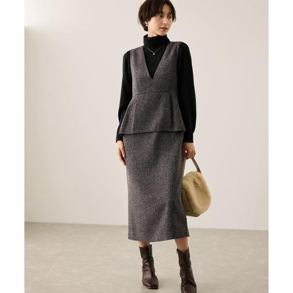 型番：GDE55080ブランド：ロペピクニック商品名：【新色追加】レイヤード風ペプラムジャンパースカートカラー：ブラック(01)/チャコール(06)/ブラウン(20)