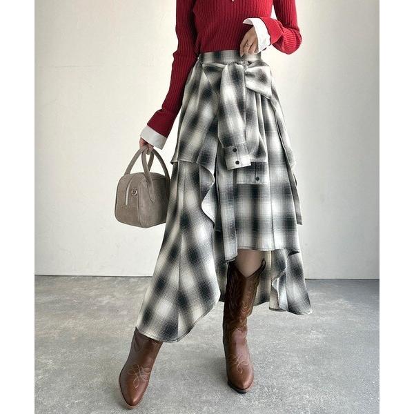 mily bilet】レイヤード風スタイルが楽しめる！シャツ巻き風チェック柄