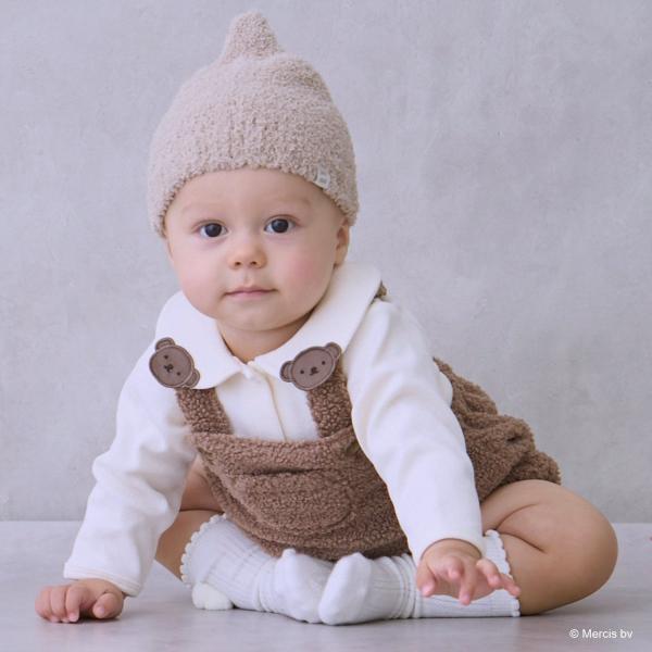 型番：9654519ブランド：プティマイン商品名：【dick bruna】衿付きロンパース＋ボアサロペセットカラー：オフ　ホワイト/茶