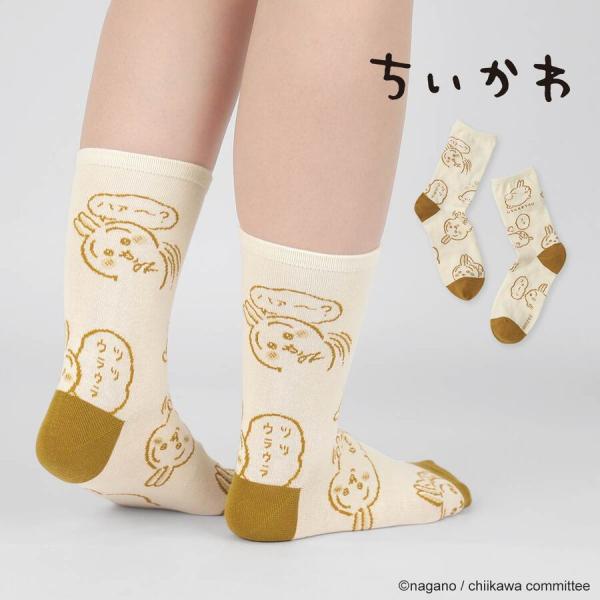 ちいかわ ソックス うさぎ総柄 クルー丈 レディース