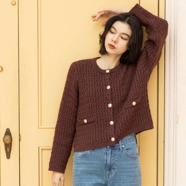 OPAQUE.CLIP（オペークドットクリップ） モヘヤタッチケーブル金ボタン