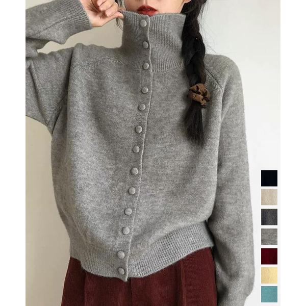 くるみボタンハイネックニットカーディガン : マルイ(丸井)Yahoo!店