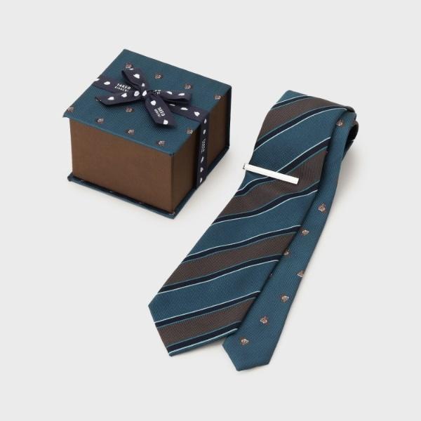 型番：G8705160ブランド：タケオキクチ商品名：【BOXセット】イングリッシュガーデン ネクタイ＆タイバーカラー：グリーン（２２２）/ネイビー（２９４）/グリーン（３２２）/カーキ（３２９）