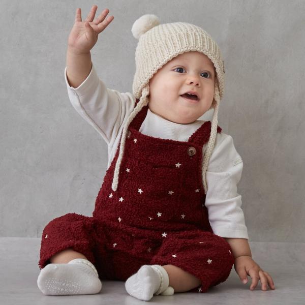 型番：9554533ブランド：プティマイン商品名：星刺しゅうサロペットカバーオールカラー：赤/アイボリー