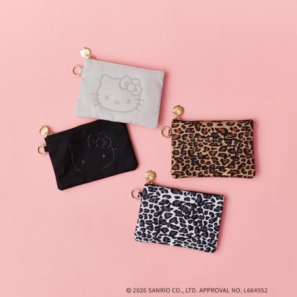 型番：C7195028ブランド：オペークドットクリップ商品名：◆【ハローキティ】立体フェイスプリントスクエアポーチカラー：ライトグレー（０１１）/ブラック（０１９）/ブラウン（１４３）/グレー（８１２）