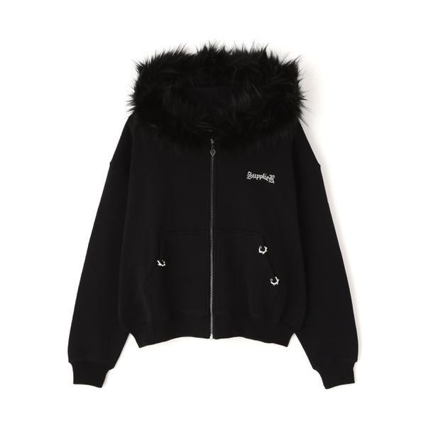 SUPPLIER／サプライヤー／FAUX FUR CROPPED CROSS ZIP HOODIE : マルイ