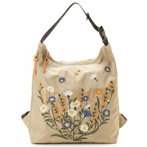 「glanta」マーガレットライズ刺繍 2WAYソフトリュック＆トートバッグ
